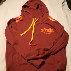 VS Pink Maroon Half-zip Hoodie Sweatshirt L